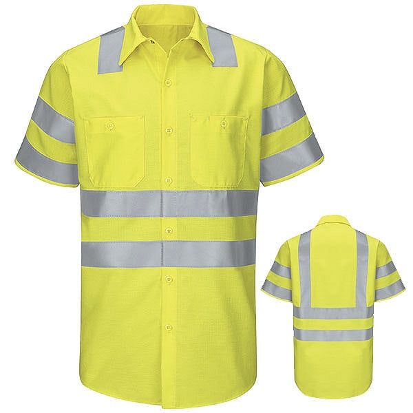 Red Kap Short Sleeve Hi-Visibility Ripstop Work Shirt: Class 3 Level 2 - SY24AB