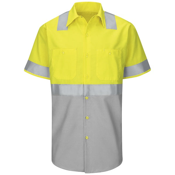 Red Kap Short Sleeve Hi-Visibility Color Block Work Shirt: Class 2 Level 2 - SY24