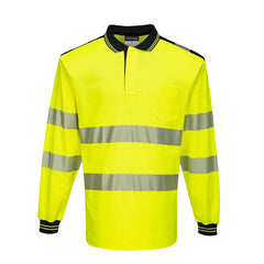 Portwest PW3 Hi-Vis Long Sleeve Polo Shirt  (T184YBR)