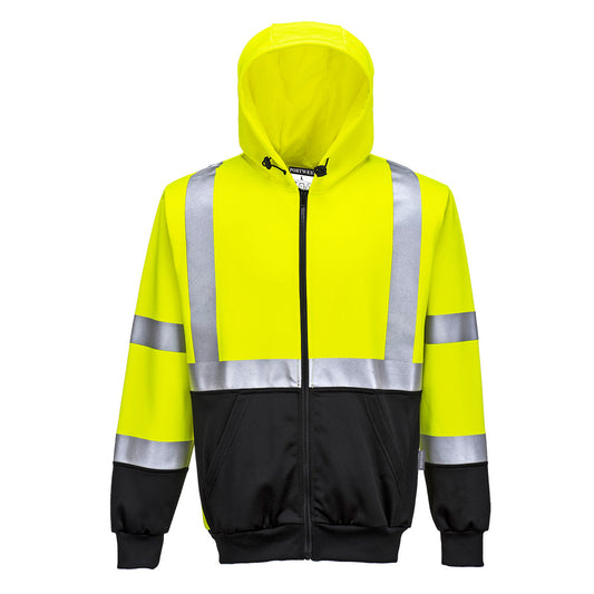 Portwest Hi-Vis Two-Tone Zipped Hoodie (UB315YBR)