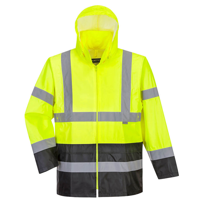 Portwest Hi-Vis Classic Contrast Rain Jacket (UH443YBR)