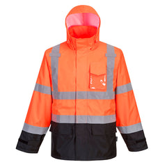 Portwest Hi-Vis Contrast Rain Jacket (US366OBR)