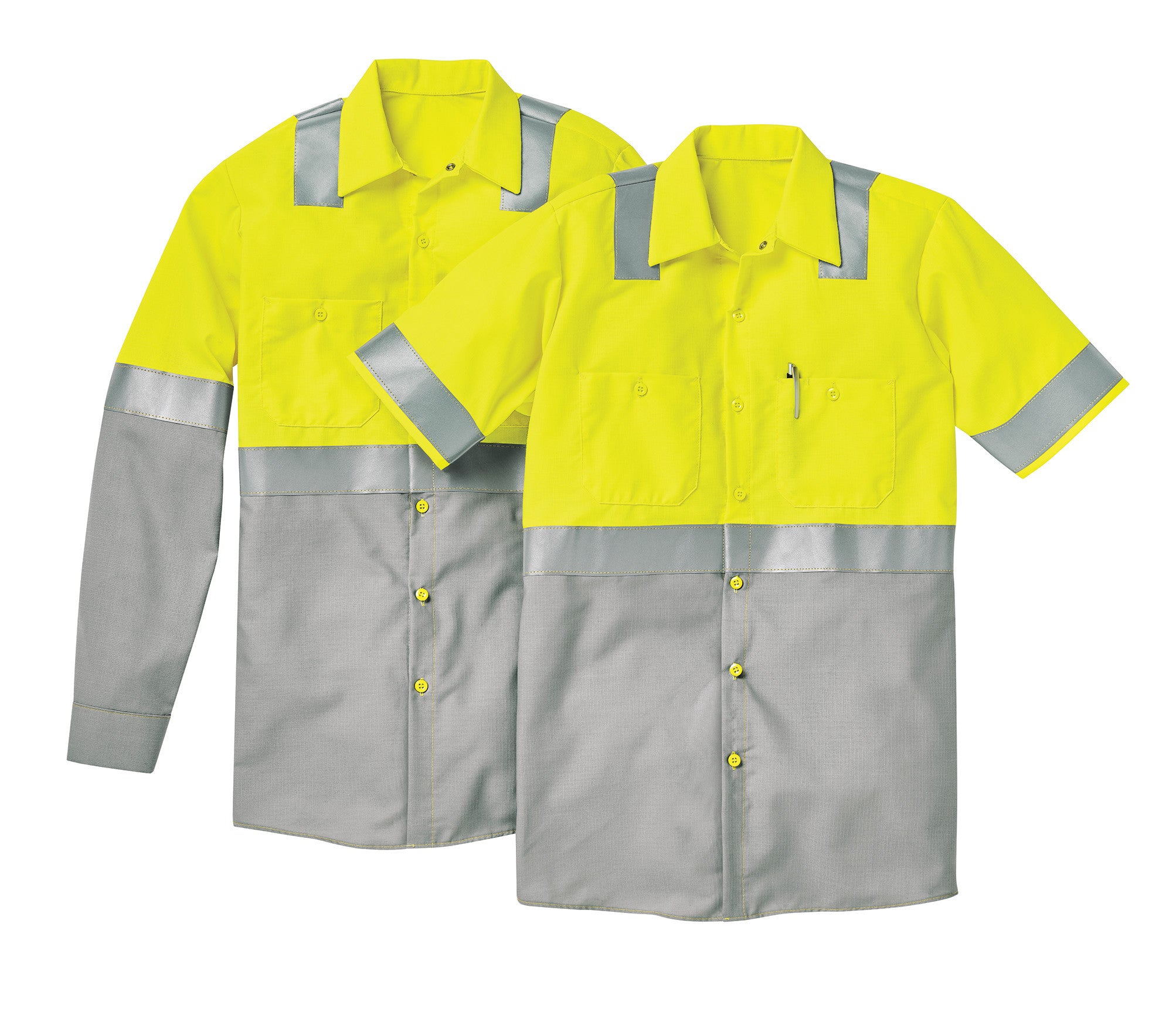 Red Kap Short Sleeve Hi-Visibility Color Block Work Shirt: Class 2 Level 2 - SY24