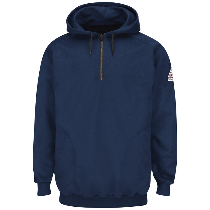 Bulwark Pullover Hooded Fleece Sweatshirt With 1/4 Zip - Cotton/Spandex Blend - Cat 2 - (SEH8NV)