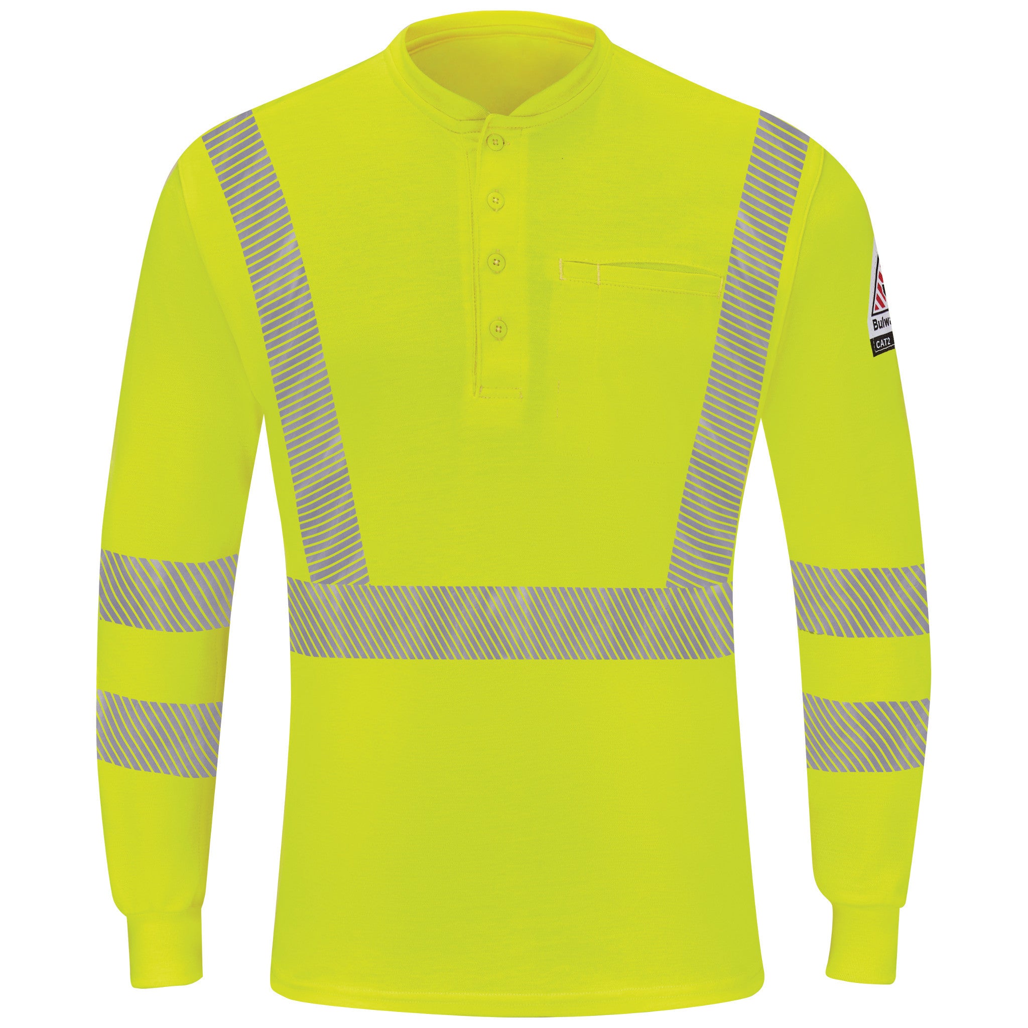 Bulwark Mens Long Sleeve Hi Vis Lightweight Henley Cat2 - (SML4HV)