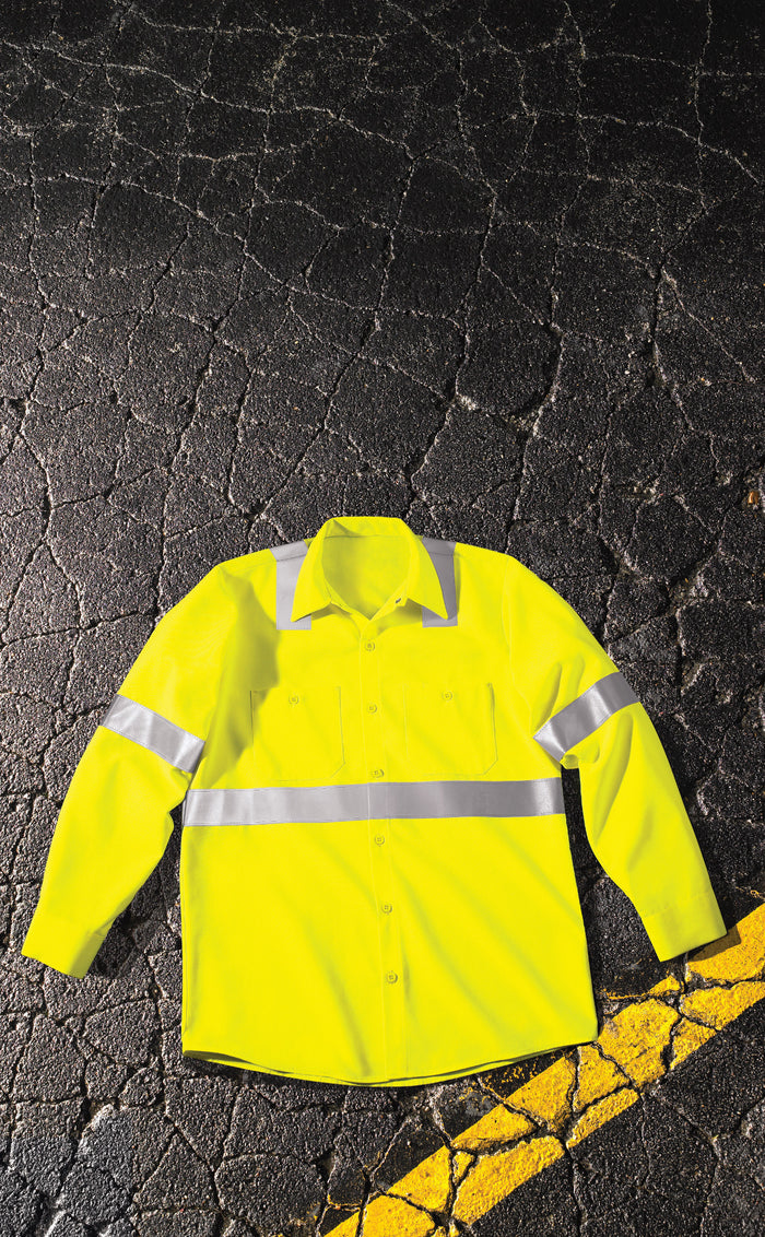 Red Kap Long Sleeve Hi-Visibility Work Shirt: Class 2 Level 2 - SS14