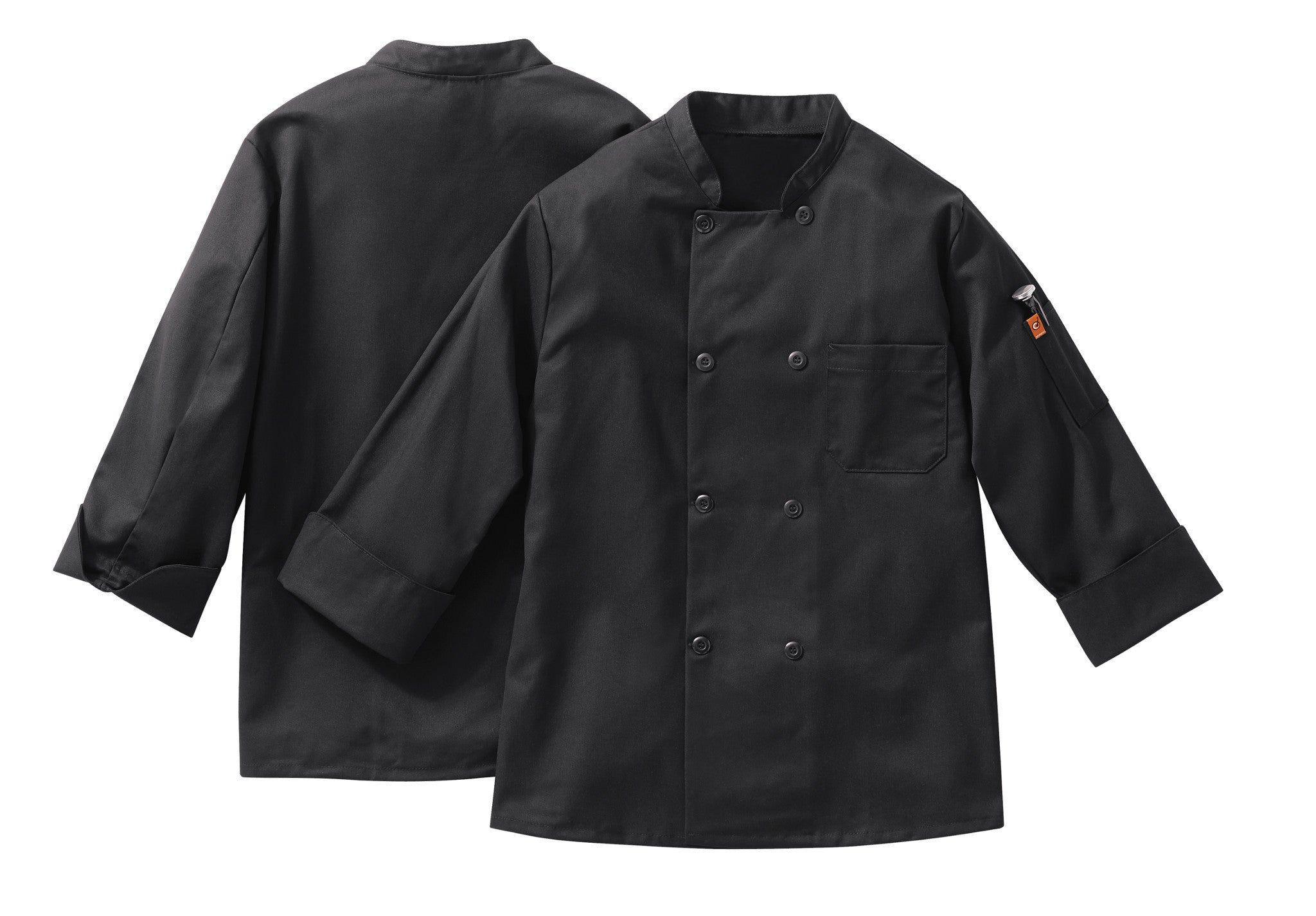 Red Kap Eight-Button Black Chef Coat - KT76BK