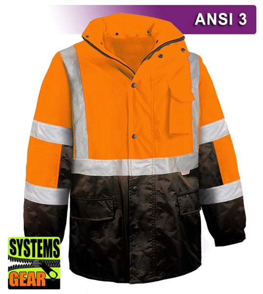 Reflective Apparel Safety Jacket: Hi Vis Parka: Breathable Waterproof Hooded: 2-Tone (VEA-431-ST)-3