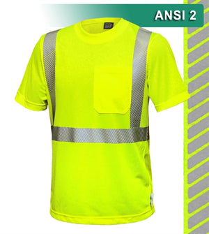 Reflective Apparel Safety Shirt: Hi Vis Pocket Shirt: Lime Micromesh: Comfort Trim by 3M™ (VEA-103-CT)